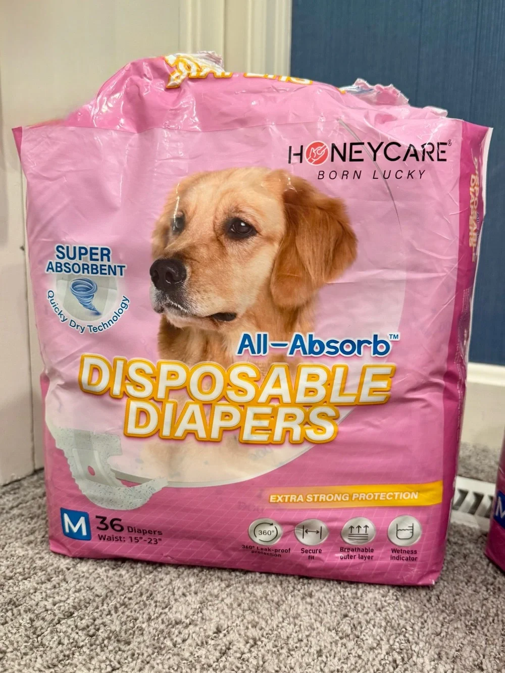 Bundle—2 Partial Packages of All-Absorb Disposable Girl Dog Diapers, Size M